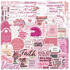 50Pcs Bible Verse Stickers Pink Christian Decals Motivational Sticker