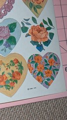 Vintage Hallmark Stickers Floral Hearts Flowers 1 Sheet
