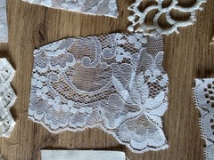 Fabric White Neutral Lace Trim Doily Slow Stitch Junk Journal 20pcs Hand cut