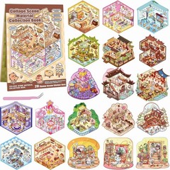 20 Sets 3D Sticker Scenes Miniature House Book for Sticker Therapy Cute Cartoon