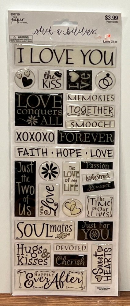 NEW The Paper Studio Romance & Love Themed Scrapbook Stickers 893719
