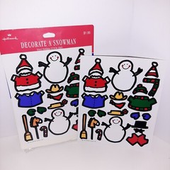 Vintage Hallmark Vinyl Stick Ons Decorate A Snowman NEW + Extra Sheet Clings