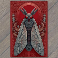 STICKER Gothic Moth Red Eyes Ornate Crimson Frame Dark Occult Nocturne