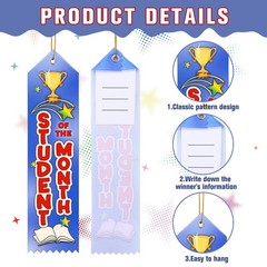 100 PCS 8×2 Inch Student Of The Month Award Ribbons Event Card String Bulk