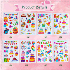 16 Sheets Happy Birthday Stickers Heart Sticker for Cards Gift Box Envelope