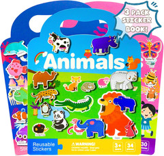 Reusable Sticker Books for Toddlers 1-3, Puffy Stickers for Ages 2-4 (3 Set)