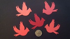 20 LARGE 2 1/4 INCH RED CARDINAL BIRD DIE CUTS PUNCHES CONFETTI 5 SHADES OF RED
