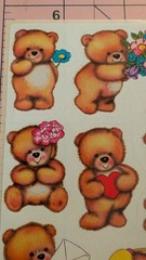 Vintage Stickers Teddy Bears 1 Sheet READ