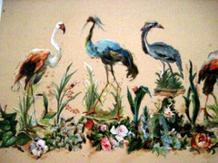 Fantastic 1800’s Scrapbook Page w/ Gorgeous Die Cuts of Birds & Frog *