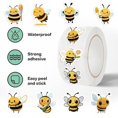 1000PCS Bee Stickers Roll 20 Styles Envelope Seals Stickers Animal Stickers f…