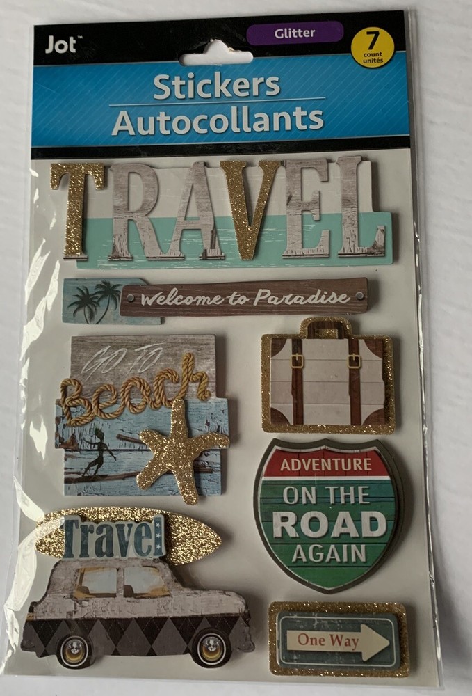 Travel Vacation Glitter Paradise 3D Stickers Planner Papercraft Crafts Scrapbook