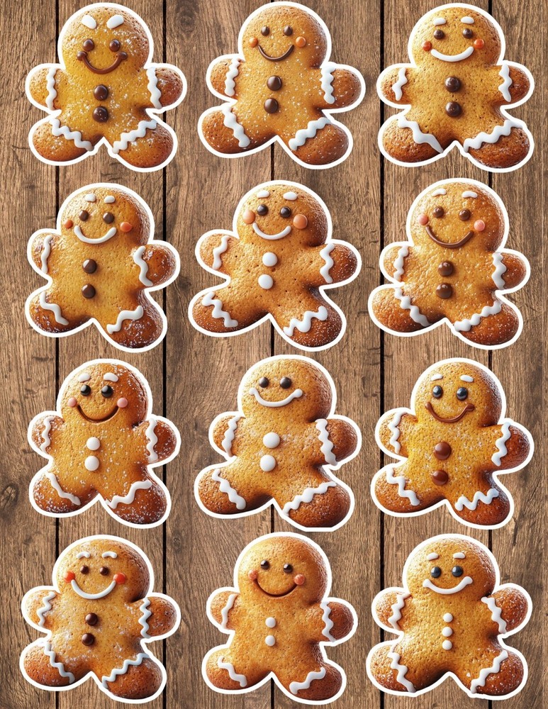 Gingerbread Man Die Cut Vinyl Stickers Set Scrapbooking Laptop Waterbottle