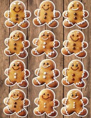 Gingerbread Man Die Cut Vinyl Stickers Set Scrapbooking Laptop Waterbottle