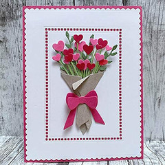 6Pcs Heart Shape Flower Leaf Metal Die Cuts,Love Spring Flower Card Cutting Dies