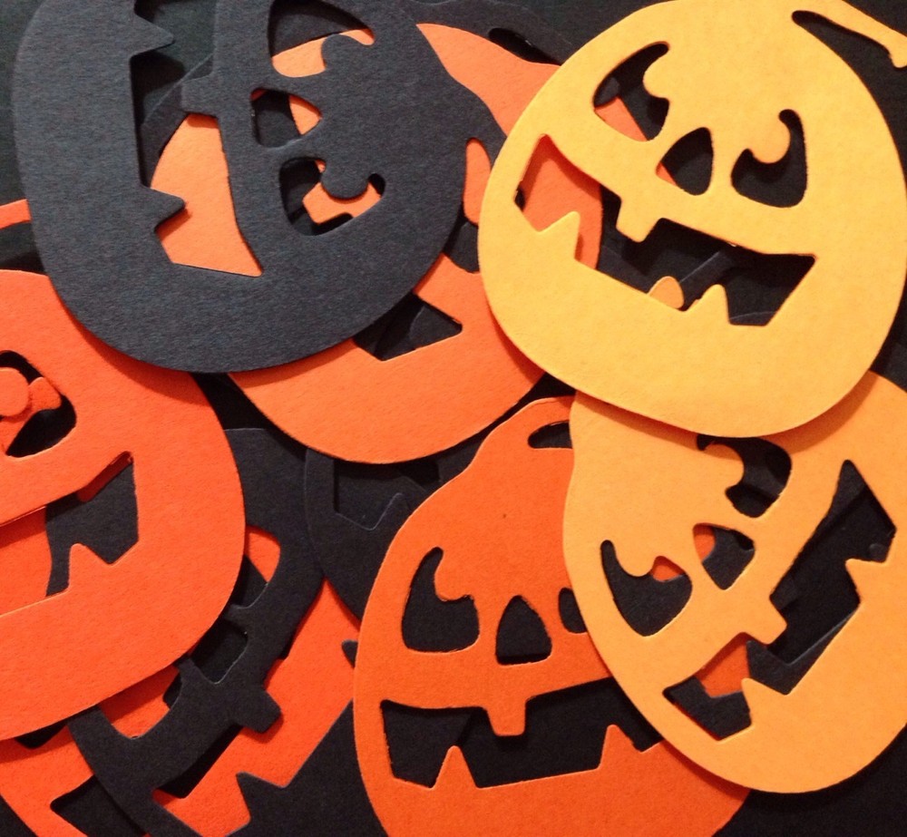 JACK-O-LANTERN Die-Cut(6pc) 1-3/4″x2″•Pumpkin•Black/Orange•Scary •Halloween•Face