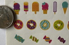 MINI FOOD Sticker(63pc) Pizza•Ice Cream•Popsicle•Candy •Fruit•Cherry•Card Making