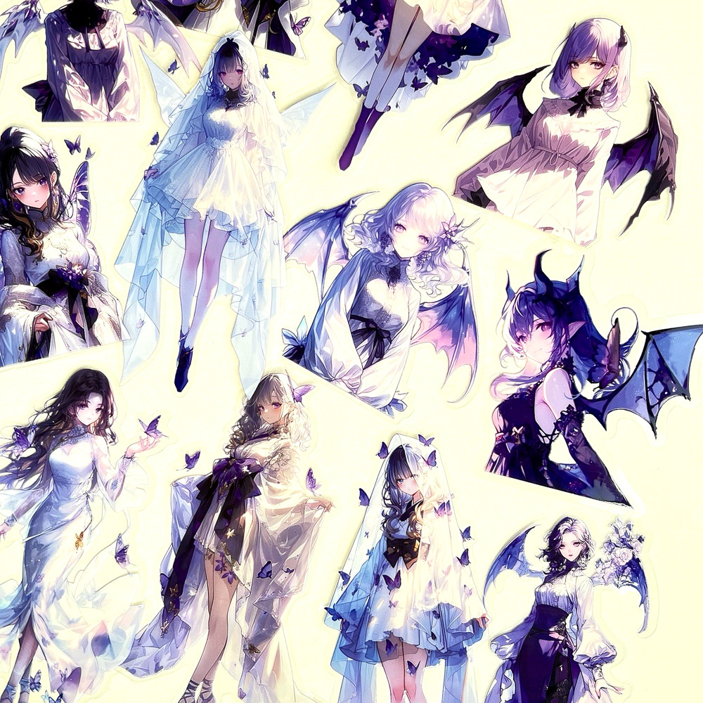 Demon Fairy Anime Stickers Purple Junk Journal Collage Scrapbooking Laptop Phone