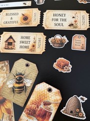 Bee Honey Junk Journal Kit Ephemera Tags Tickets Stickers Sunflower Vintage