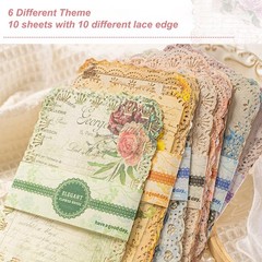 Naszonus Vintage Floral Scrapbook Paper Set 60 Sheets 4.2×6.7 Inch