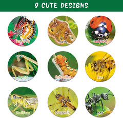 600 Pcs Insect Stickers Decals for Kids, 1.38 Inch Classroom Teaching Supplies