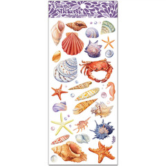 Violette Stickers – 2 Beach Seashells & Crabs Watercolor Sticker Sheets – Crafts