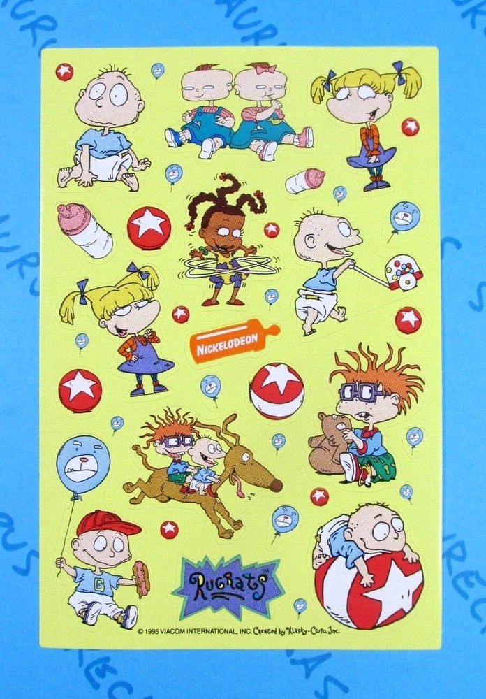 Rugrats Sticker Sheet Yellow Background Viacom American Greetings