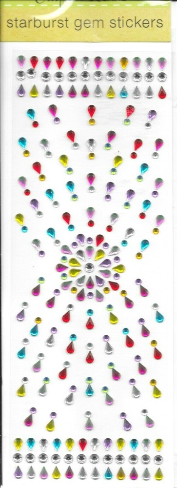 Gems Multi Color Jewels Rhinestones Starburst Bling Crafter’s Square Stickers