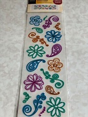 AMERICAN TRADITIONAL DESIGNS RUB-ONS GLITTER TRANSFERS W/GLITTER HIPPY FLOWERS