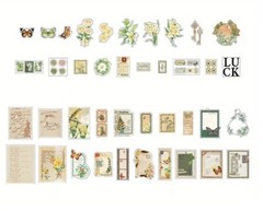 80/pk AMBER FLORAL Retro Scrapbook Accents Ephemera Stickers Art Junk Journal