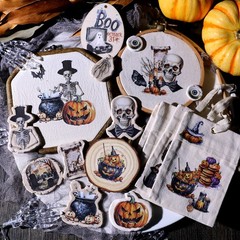 Halloween Rub-on Transfer Stickers 3 Sheets Use for Fabric Paper Wood Chips DIY