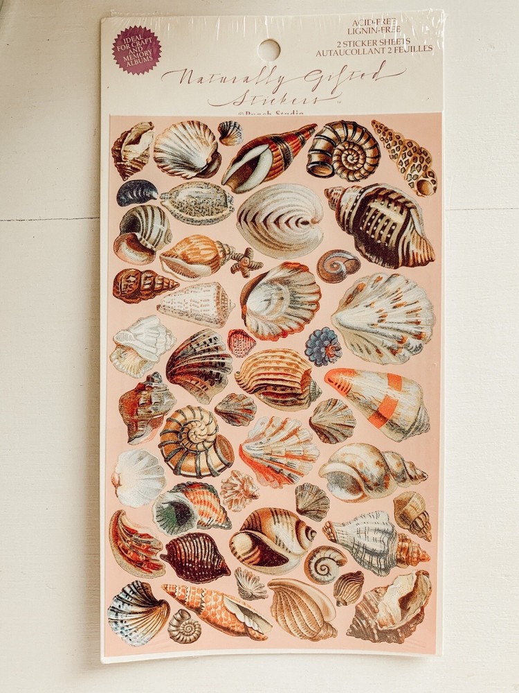 Vintage 1995 Punch Studio Seashells Stickers NOS 2 Sheets Naturally Gifted Shell