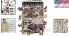 Pre-Cut Vintage Sticker for Journaling, 595PCS – 50 Sheets Washi Brown Scrapb…