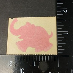 Vintage 80s Fuzzy Sticker Pink Elephant SandyLion