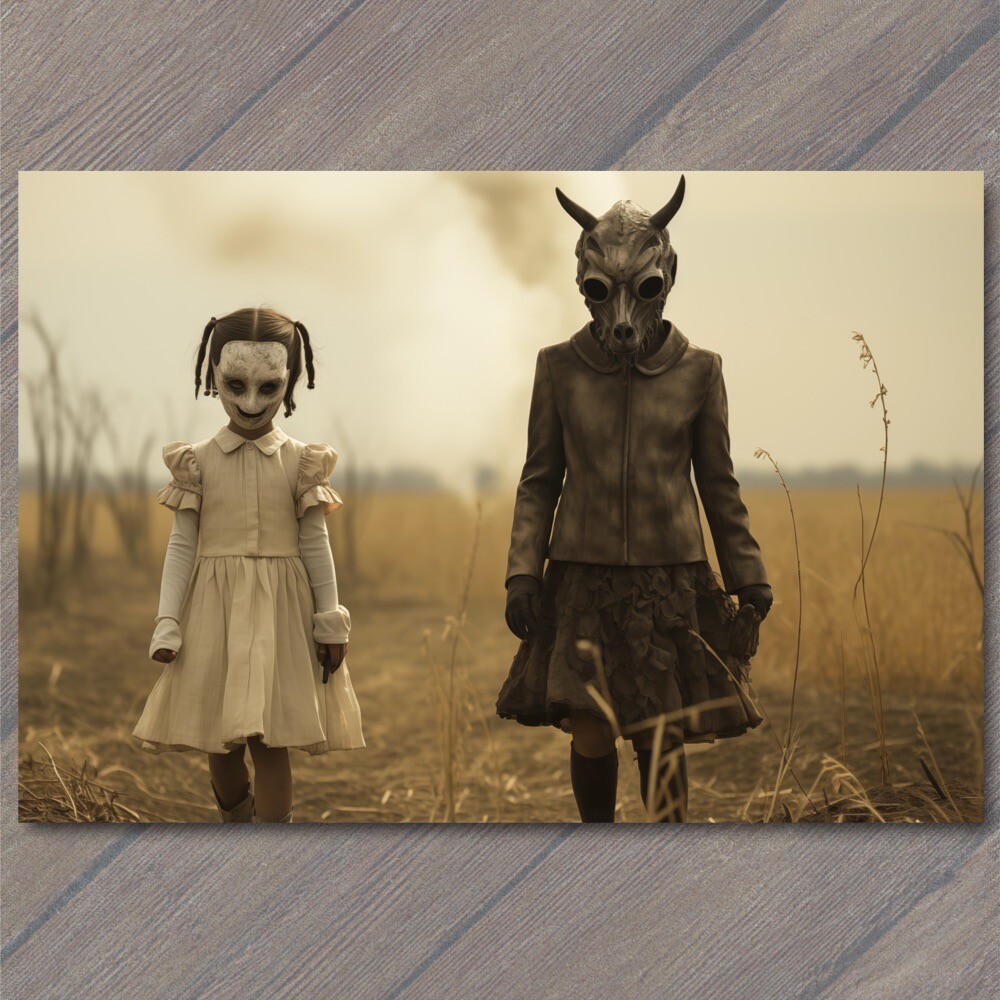 STICKER Bad Kids Weird Creepy Vibe Girls Wild Masks Cult Strange Unusual Field