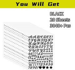 3040Pcs 20 Sheets Small Letter Number Stickers, 0.5Inch Colorful Self-Adhesive V