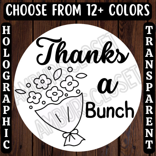40 THANK YOU BUSINESS STICKERS 2″ LABELS SEALS THANKS A BUNCH FLOWERS