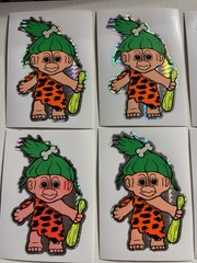 Lot 18 Vintage Stickers Neon Trolls Prism Vending Machine Sticker Caveman