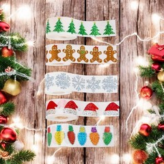 100 PCS Christmas Lights Tree Snow Santa Hat Gingerbread Metallic Foil Stickers