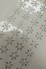 CraftbuddyUS 52 x18mm Crystal Stick on FLOWERS Self Adhes AB CLEAR Diamante Gems