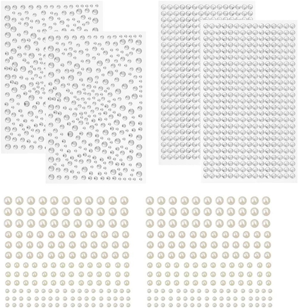 1730pcs Clear Rhinestones & Pearl Stickers Self Adhesive, Crystal Stickers Diamo