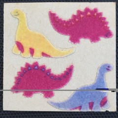 VINTAGE SANDYLION FUZZY DINOSAUR STICKER 4.25 SHIPS ALL