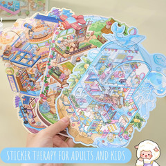 6 Sets Large 3D Sticker Scene Book with 800+ Stickers & 6 Big Dream House Scenes