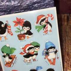 Vintage 1984 Hallmark Baby Penguin Winter Sticker Sheet Holidays Christmas