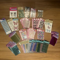 Lot Of 60 New Gemstone Rhinestone Jewel Stickers Crafts Self Adhesive Stick on