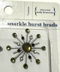 Karen Foster Sparkle Burst Brads Holly Berries 01849 Scrapbook Lot of 2 NEW READ