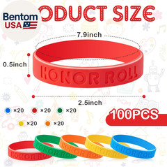 100 Pcs Honor Roll Rubber Wristbands Celebration Items Bulk Certificates Colored