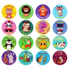 1000PCS Animal & Music Notes Reward Stickers for Kids Classroom, 2 Rolls
