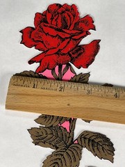 Vintage Diecut Rose Paper 7.5×3.75″ Red & Gold Tone