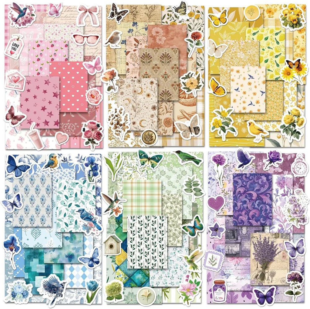 540 PCS Vintage Floral Scrapbook Supplies & Scrapbook Stickers, Junk Journal Sup
