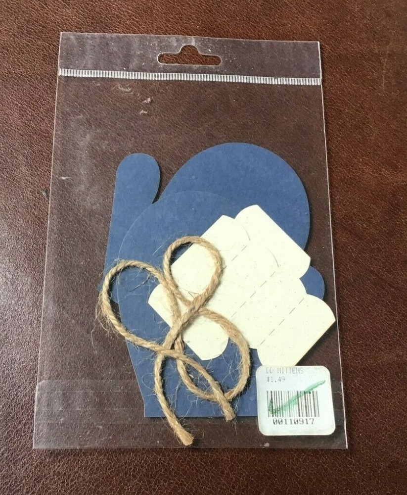 LASER CUT MITTEN SCRAPBOOK DIE CUTS NAVY WHITE CUFFS and STRING